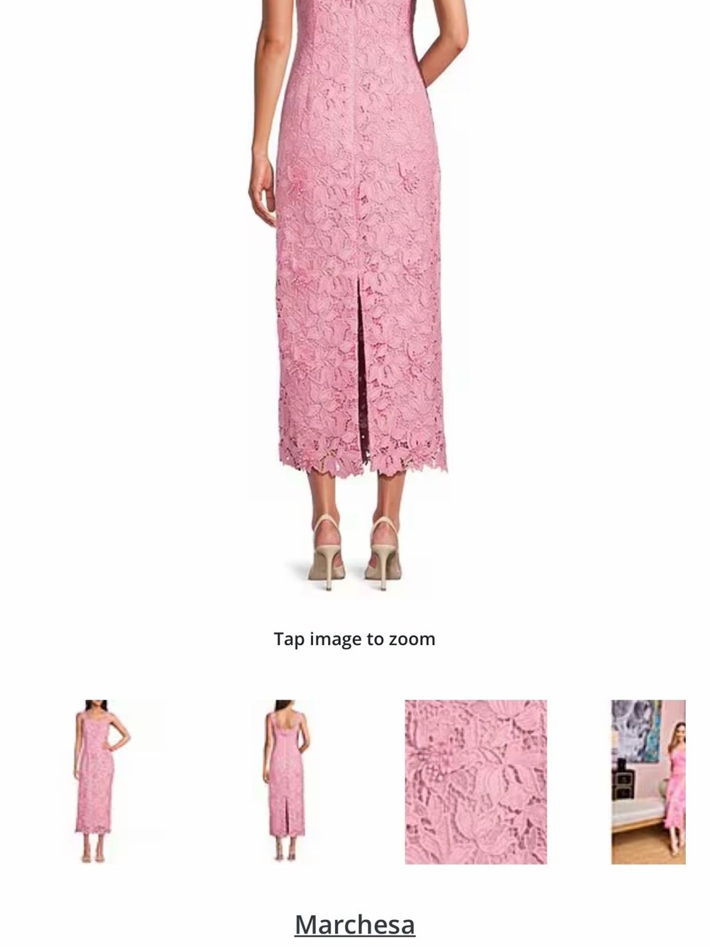 Muse by Marchesa 3d floral lace square neck midi dress pink - Picture 2 of 5